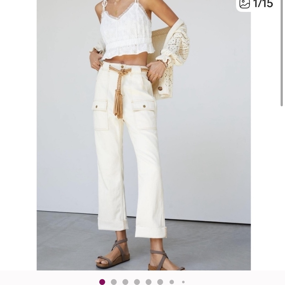 Anthropologie Pilcro The Level Utility Pants natural  off white size 27